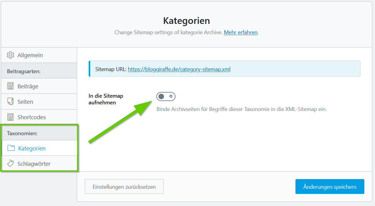 mapa del sitio de wordpress