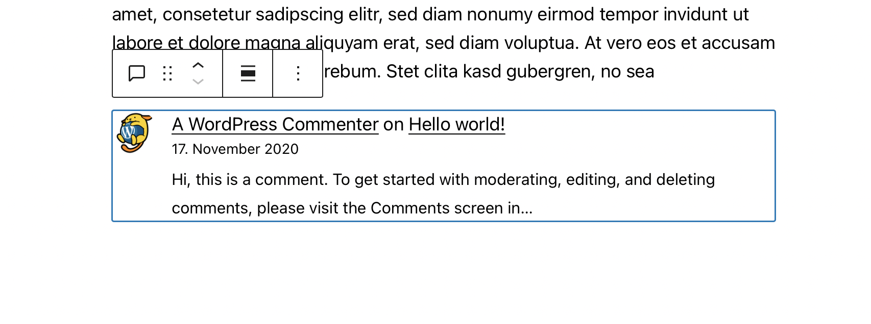 WordPress 6.0 Comments Block