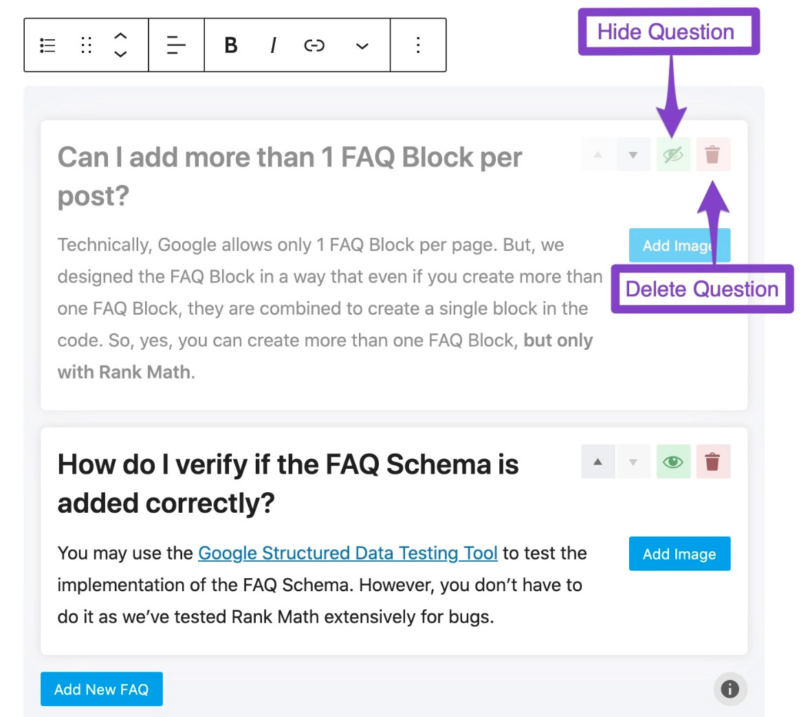 Bloc de FAQ Rankmath