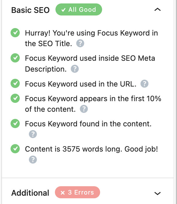 Rankmath Keyword Analysis