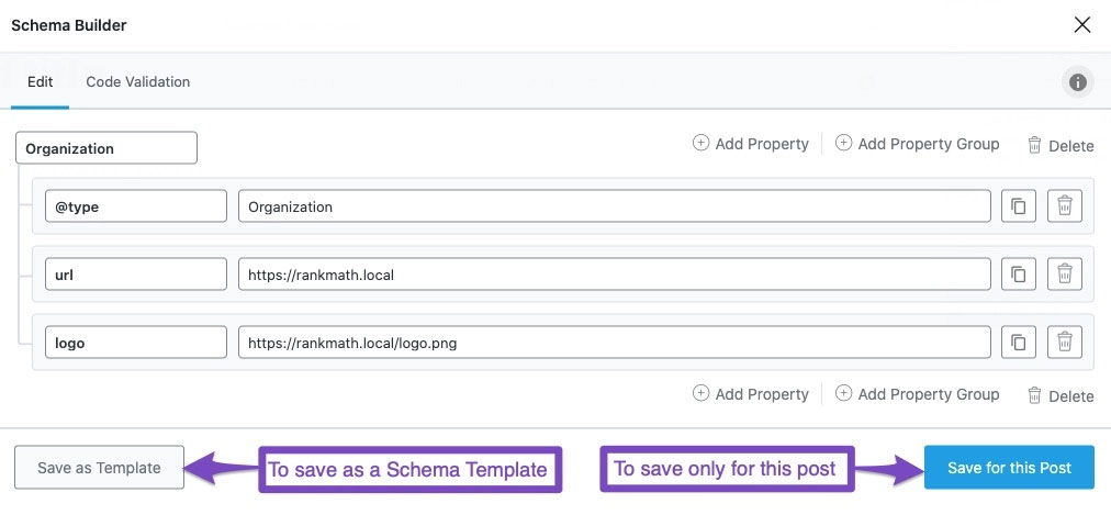 Rankmath Scheme Builder