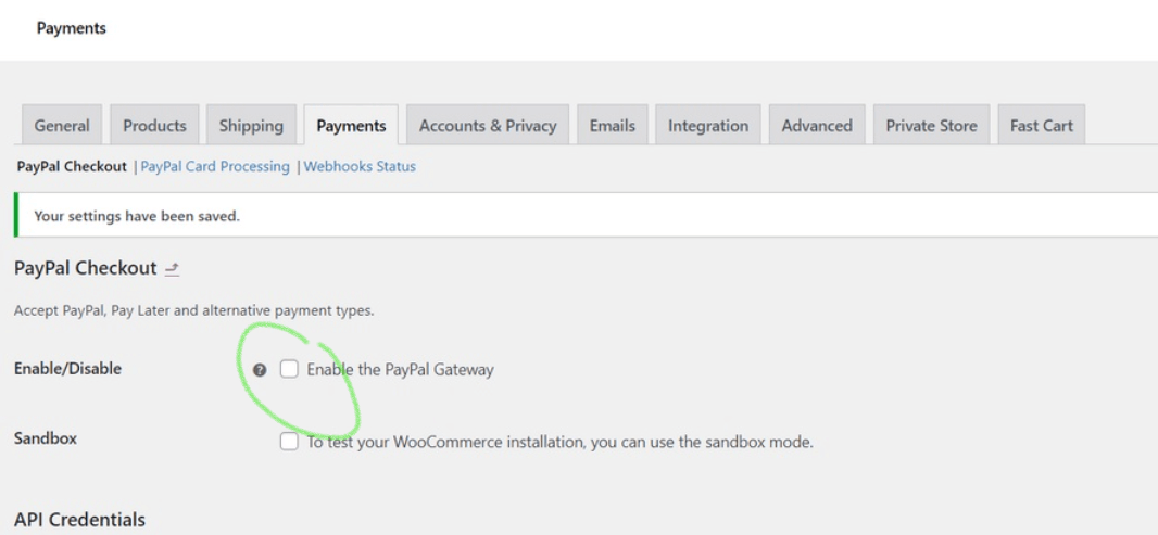 Activer la passerelle PayPal