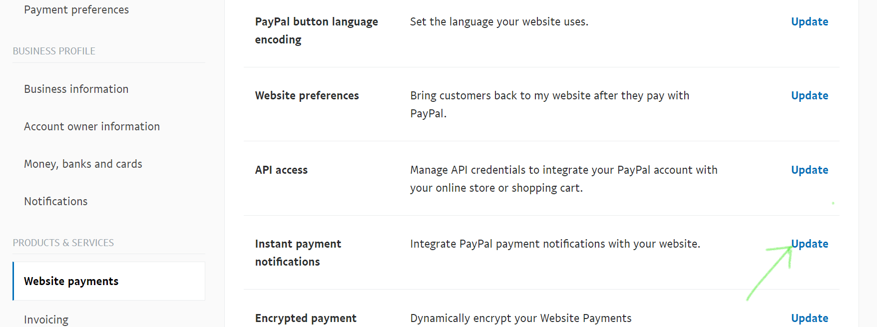 PayPal betalingsmeldingen