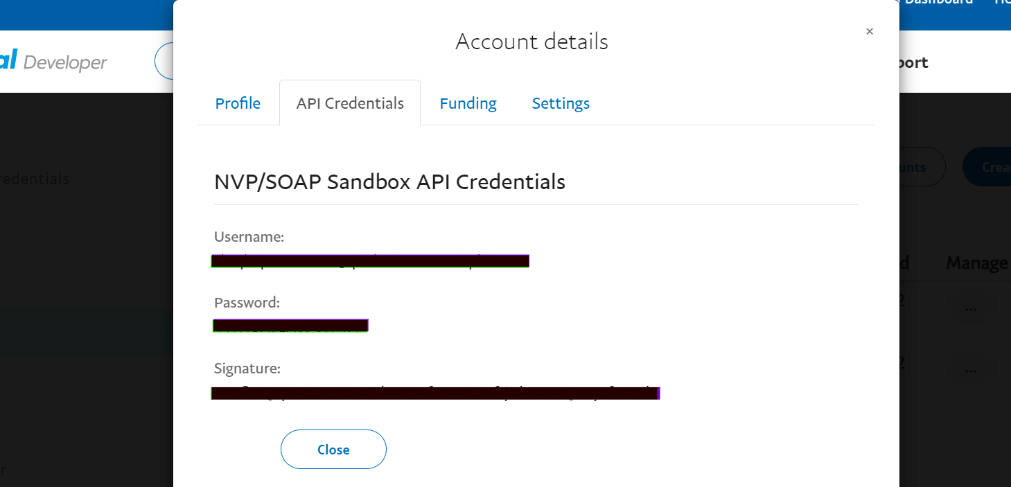 Credenziali API di PayPal Sandbox