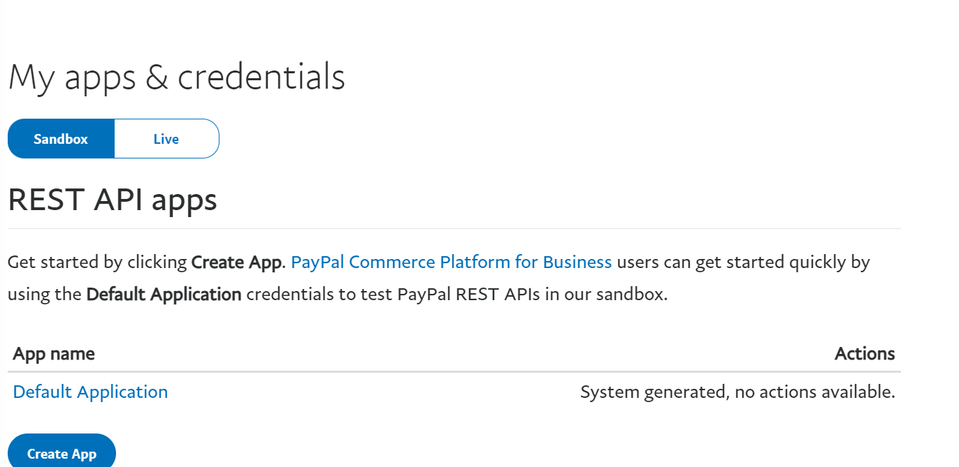 PayPal REST API apps