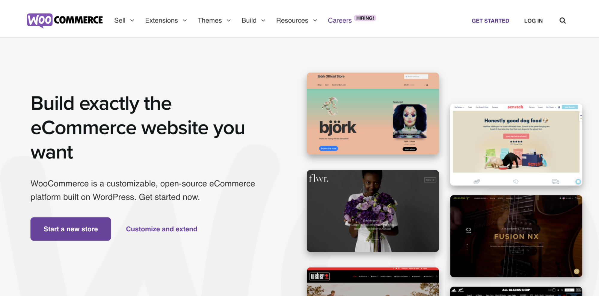 Startpagina van WooCommerce