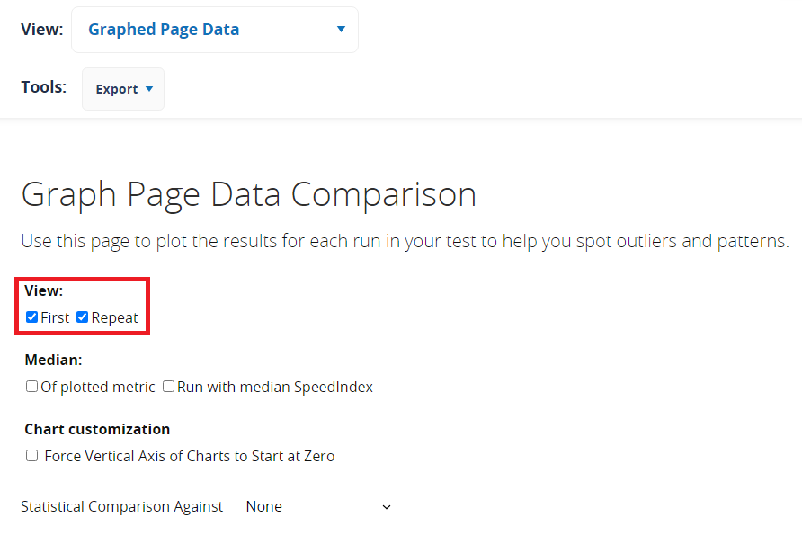 WebPageTest Plot Checkbox