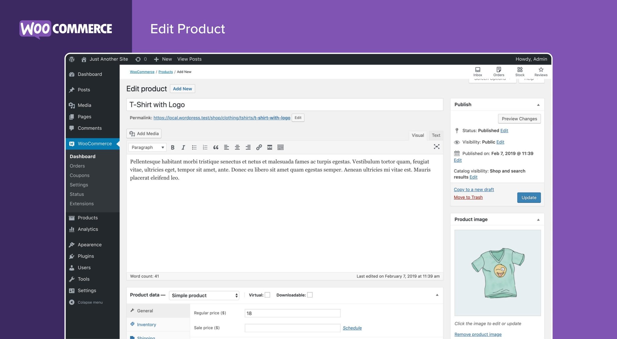 Einen Onlineshop mit WooCommerce erstellen WooCommerce Screenshot Edit Product