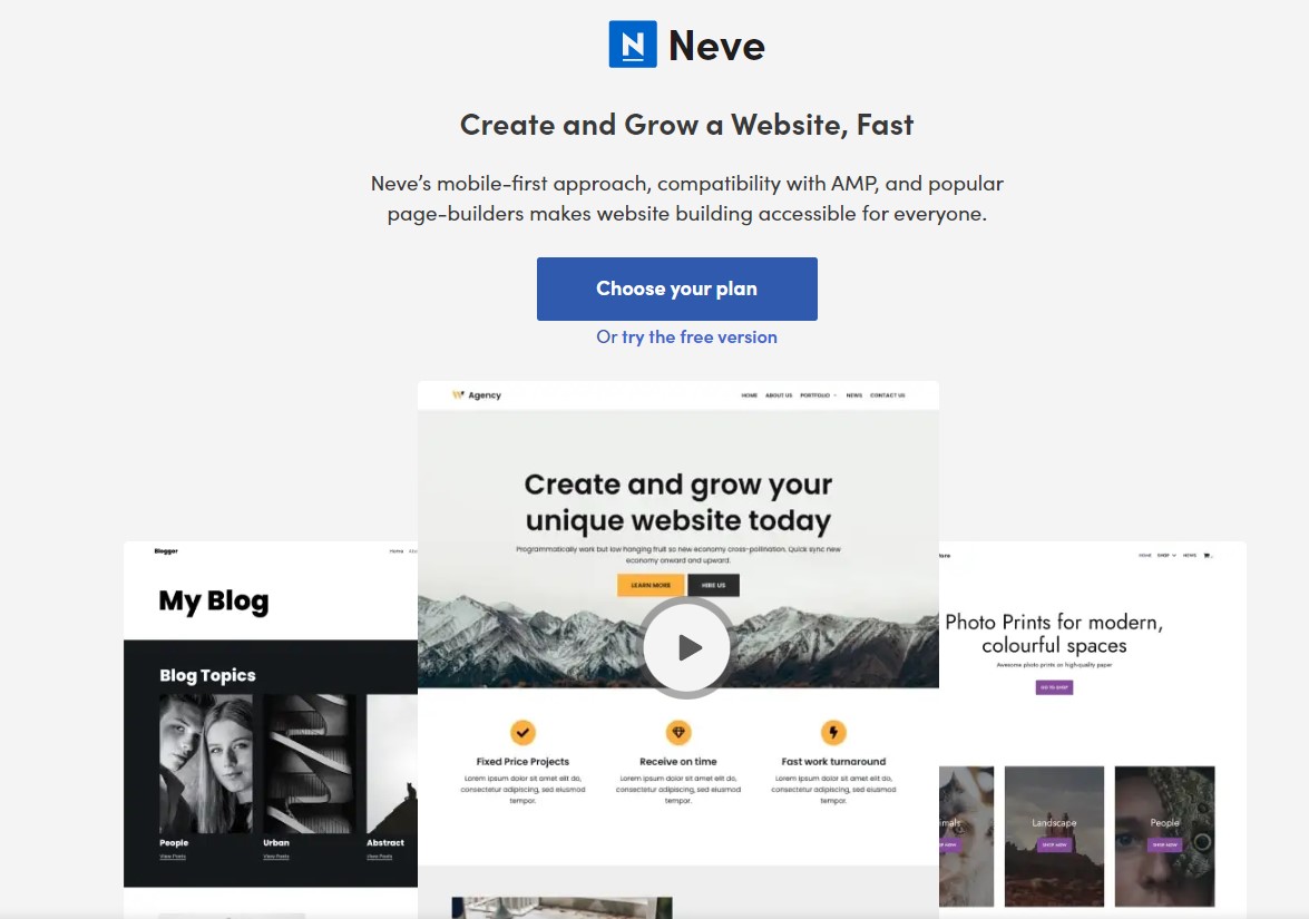 Snabbt WordPress-tema Neve