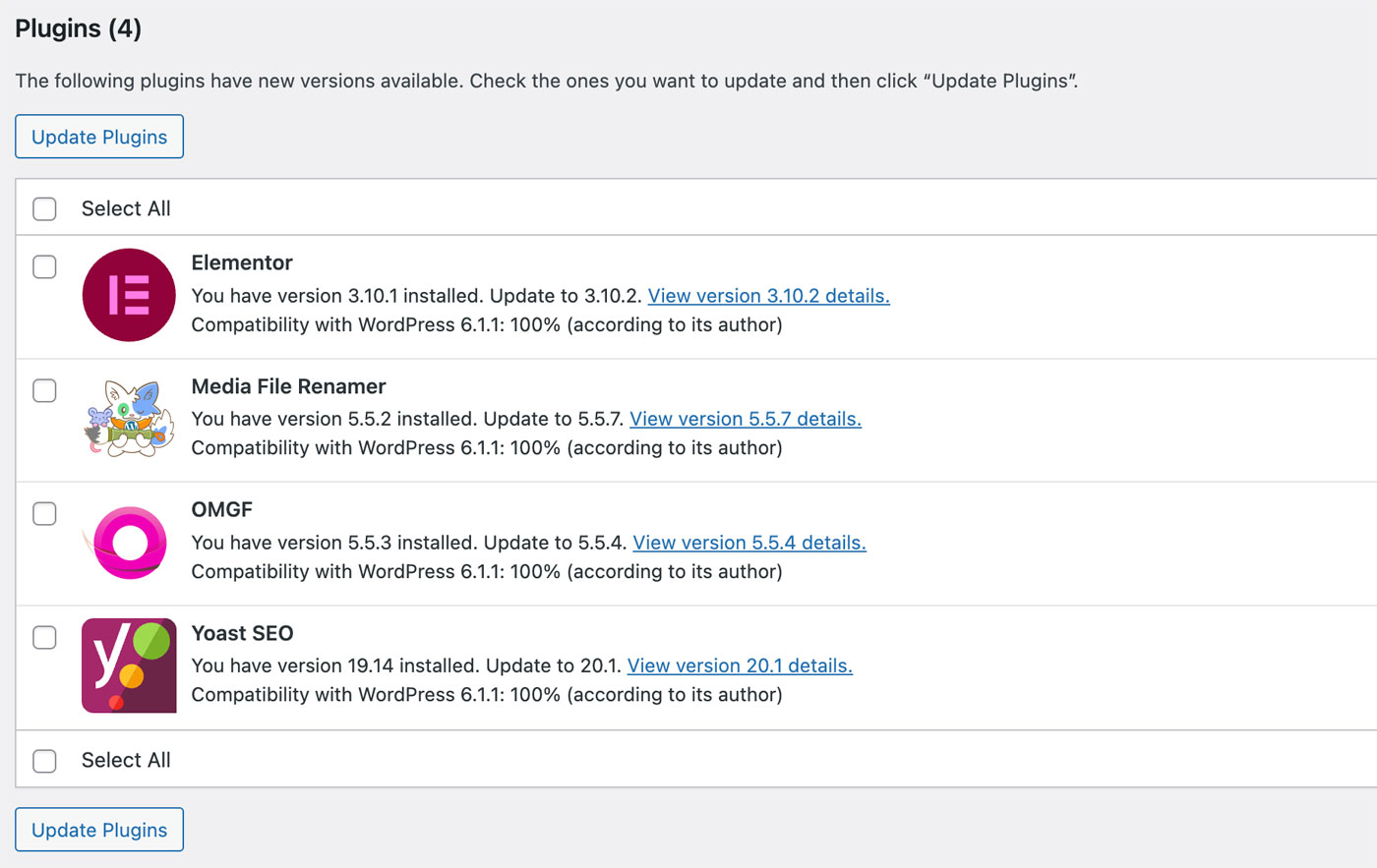 WordPress Plugin Updates