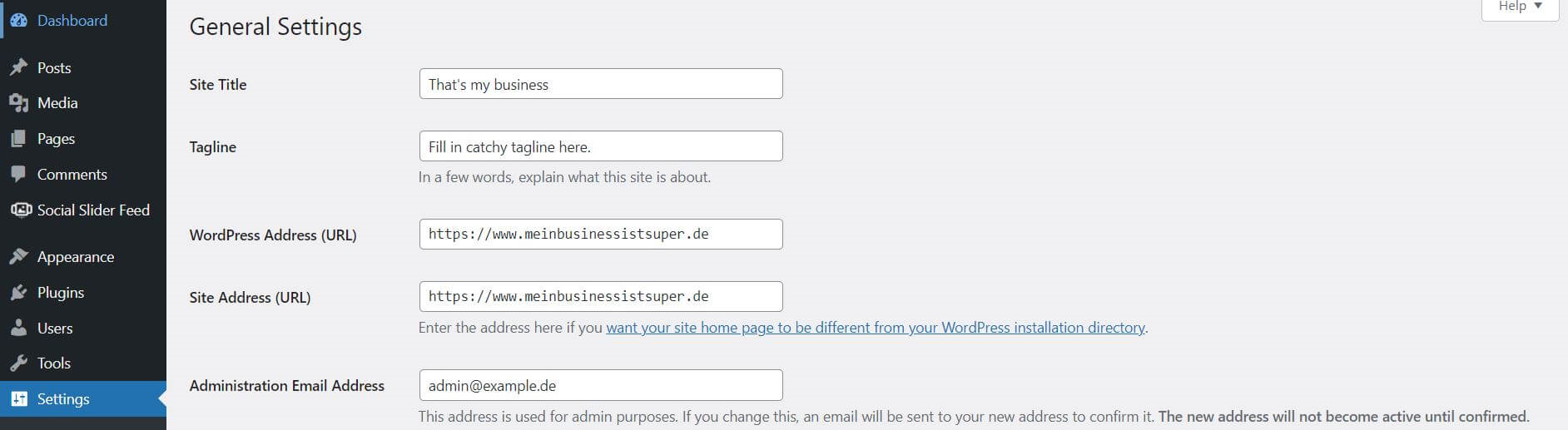 WordPress General Settings